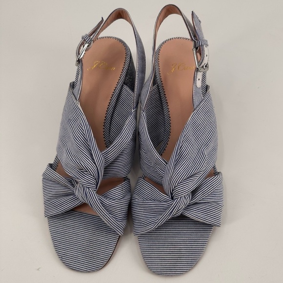 J. Crew Twisted-knot Penny sandals in stripe with glitter heel Size 8.5 - Picture 3 of 7
